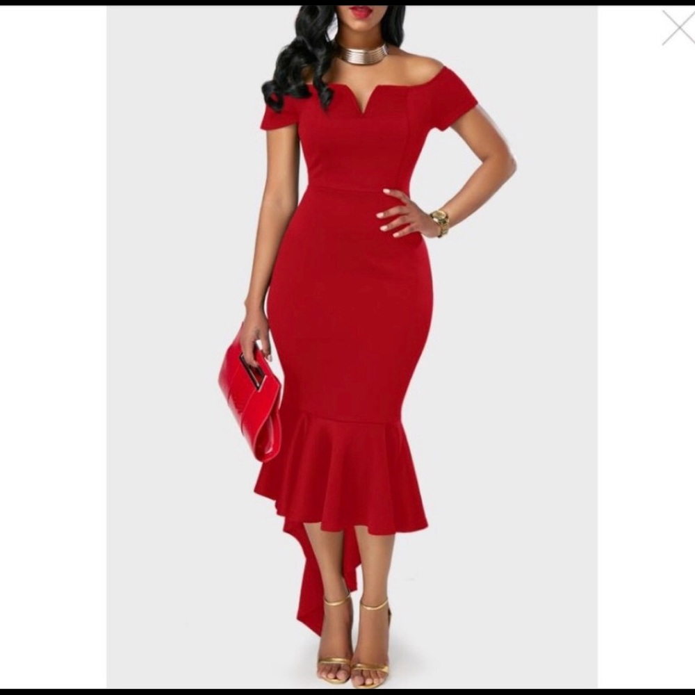 Wine Off the Shoulder Cocktails Party Dress